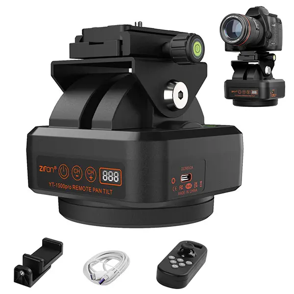 YT-1500 Pro Alloy Auto Motorized Rotating Panoramic Gimbal Stabilizer, Camera & Smartphone Tripod Head with Remote Control, AI Intelligent Follow, Live Function, 2kg (70.5oz) Load Capacity – Camera Accessories for Picture Capture