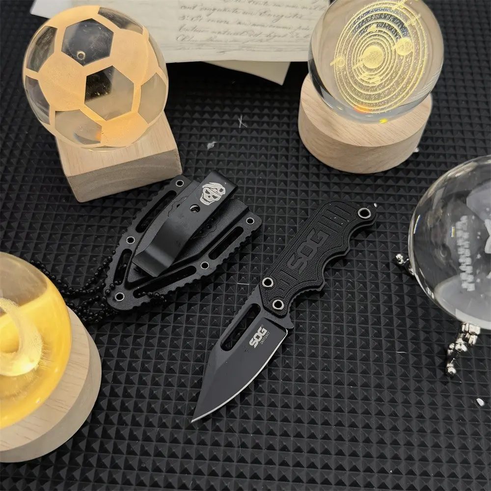 Compact Fixed-blade Fishing Knife Sheath 5Cr15MoV Blade Nylon Fiber Handle Portable Neck-hanging Knife Outdoor Camping Tool Camping Knives