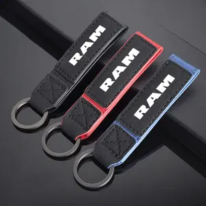 Leather Car Emblem Keyring Key Chain Pendant Holder for Dodge Durango RAM 1500 Charger Caliber Journey Demon Nitro Challenger