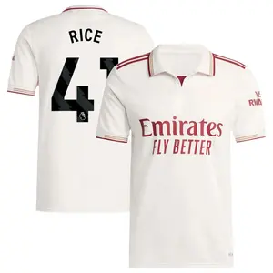 Rice 41 White Color AFC Style ss2526 Third Soccer Jersey, Rice Short Sleeve  Football Shirt