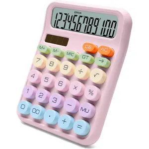 Mechanical  Calculator, 12 Digits, Large LCD Display, Purple, Big Buttons, Cute, Aesthetic, Mechanical  (Colorful Pink, L)