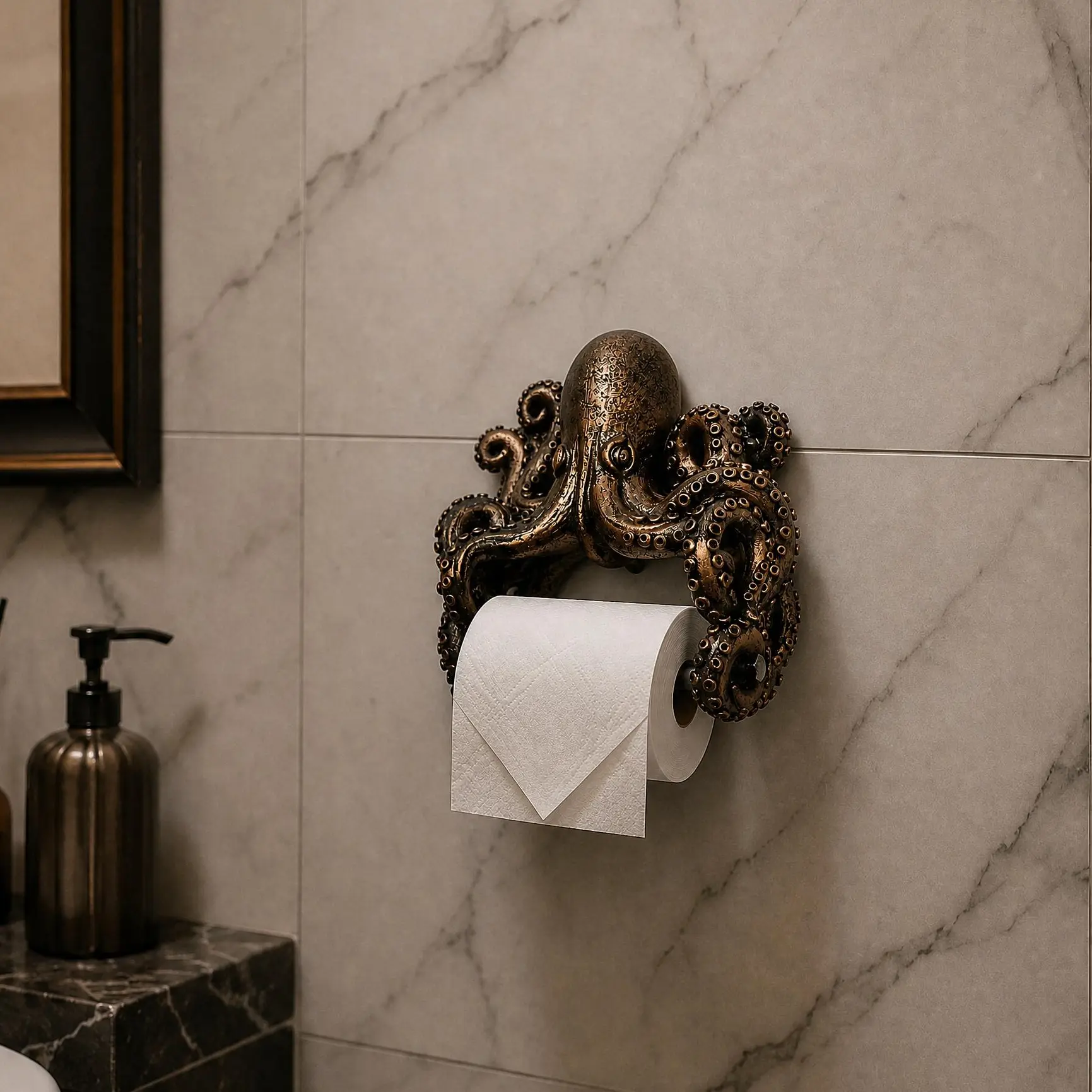 Bathroom Resin Wall-Mounted Toilet Paper Holder - 3 Creative Ocean Animal Designs: Turtle, Octopus, Shark