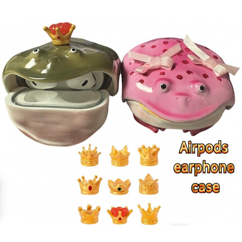 DIY Handmade Toad-Shaped Airpods Pro 1/2/3/Airpods 4 Earphone Case - Weird And Abstract Protective Shell For 3D Headphones Valentine's Day Gifts