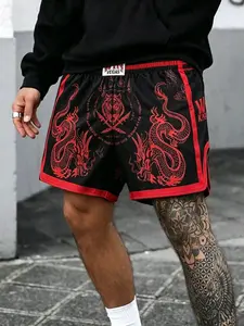 Unisex High-End Dragon Muay Thai Shorts, Elastic Waistband, Side Slits, Ideal for Mma, Boxing, Training, Durable Fighting Shorts