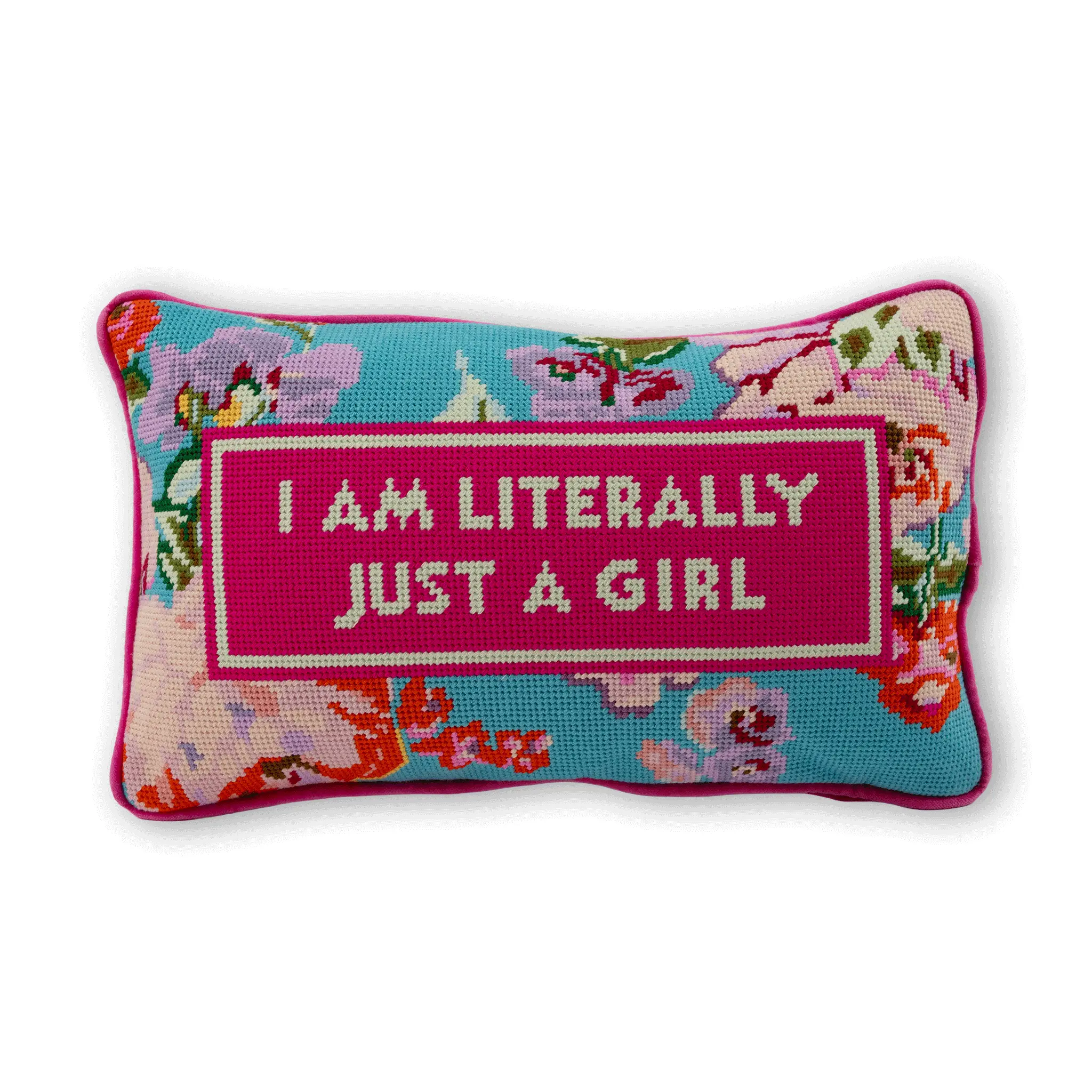 Needlepoint Decorative Pillow - Velvet Fabric, Fluffy Fill, Vibrant Dopamine Decor Design, Playful Unique Sayings, 9x15 in, Perfect Gift for Home Bedding & Soft Furnishings, Playful Quote