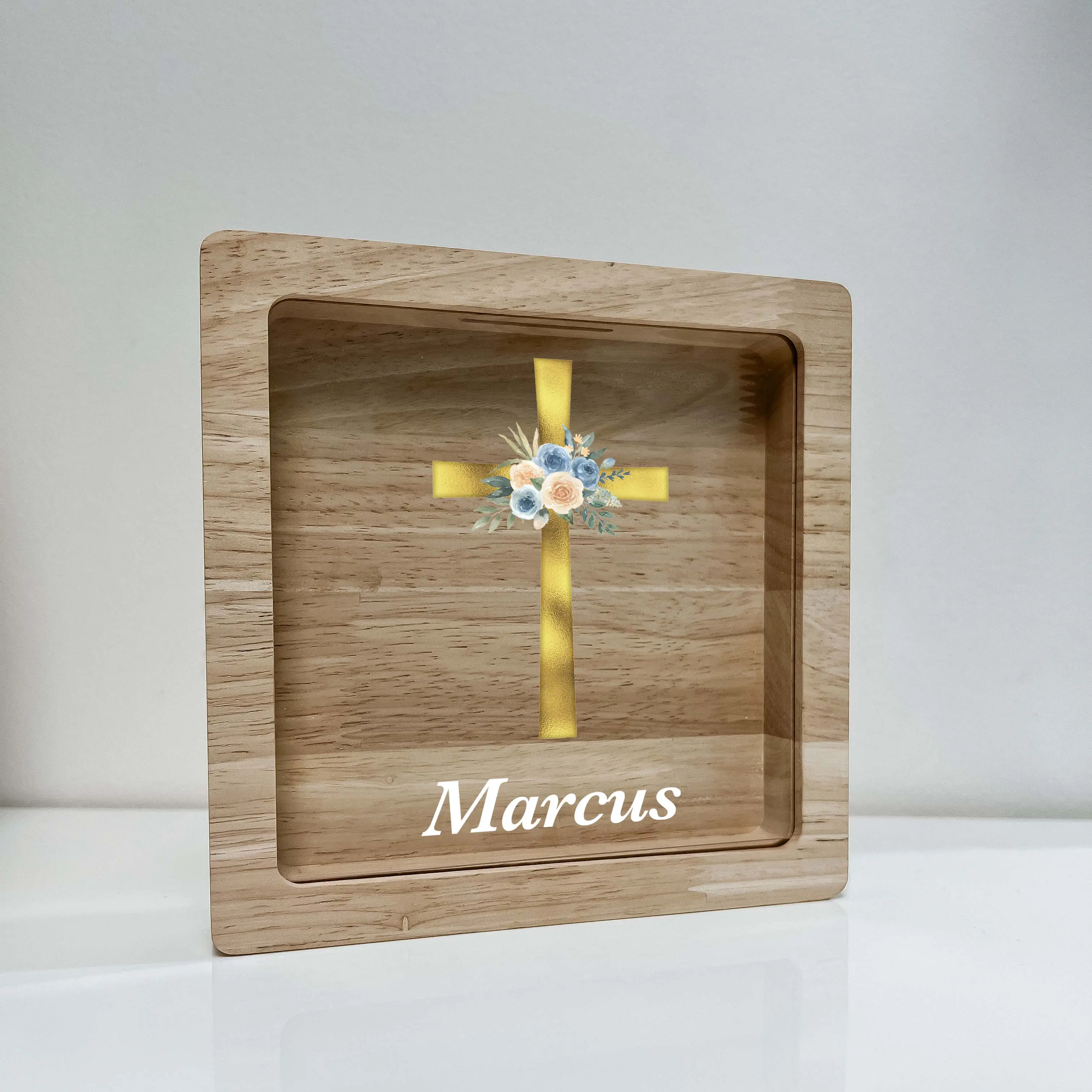 Personalized Baptism Savings Bank – Custom Engraved Piggy Bank for Baby Boy or Girl, Christening Gift, Dedication Keepsake, Godchild, First Communion, Religious Nursery Décor