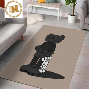 Kaws Take Black Kaws In Brown Background Doormat For Bedroom
