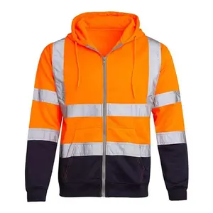 Men's hoodie Mens Hooded Zipper Tops Fashion High Visibility Reflective Sweatshirt for Men Bomber Jacket Side Pockets Breathable Coat Tops