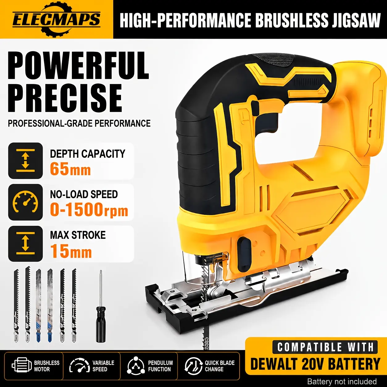 Brushless jigsaw, cordless power tool, suitable for wood, metal, and PVC pipes—the perfect gift for men’s day,NO battery