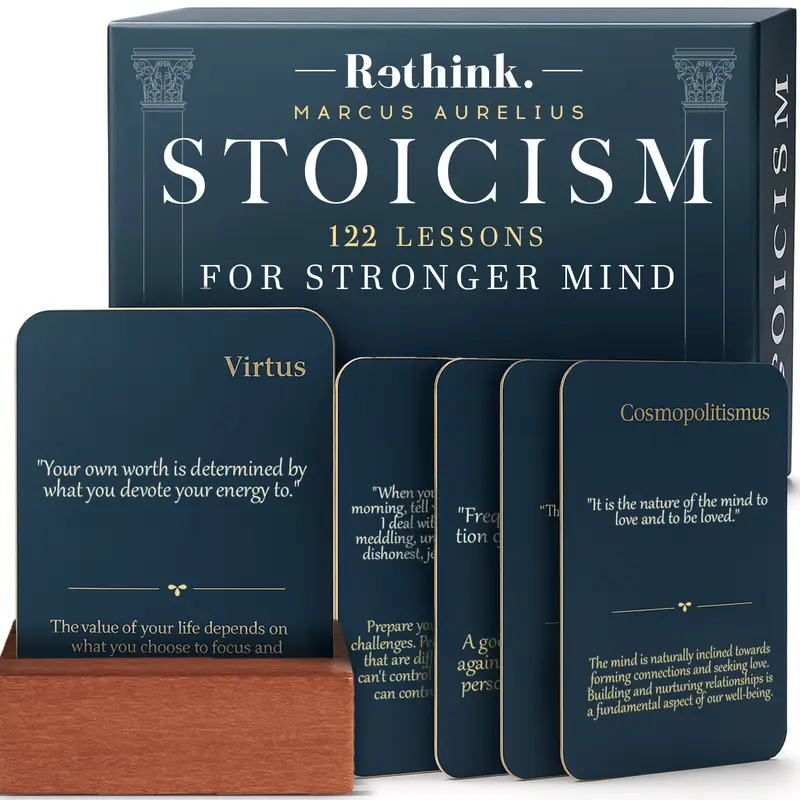QUOKKA Stoicism Dedicated Deck Card Game - Marcus Aurelius Themed, 122 Rethink Daily Quotes, Guided Exercises, Explanations & Mindfulness Practices