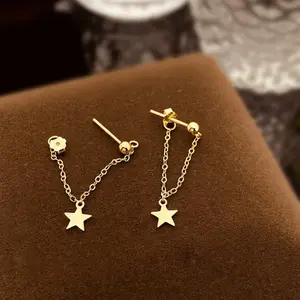 s925 sterling silver Star Chain Tassel Earrings，Minimalist Simple Unique Earrings for galentine‘s party valentine’s day gift，fashion zirconia earrings，anniversary holiday jewelry，gift for women