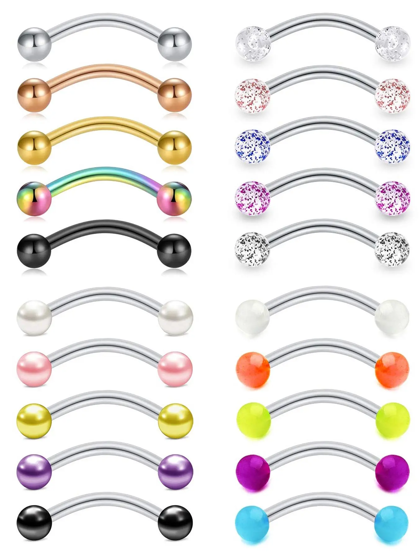 Fashionable Faux Pearl & Rhinestone Decorated Body Jewelry, 20pcs/set Mixed Color Body Piercing Jewelry, Fashion Body Jewelry for Women & Men, Rhinestone Belly Ring, Belly Button Piercing, Navel Piercing Jewelry, Body Jewellery
