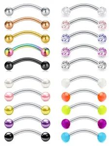 Fashionable Faux Pearl & Rhinestone Decorated Body Jewelry, 20pcs/set Mixed Color Body Piercing Jewelry, Fashion Body Jewelry for Women & Men, Rhinestone Belly Ring