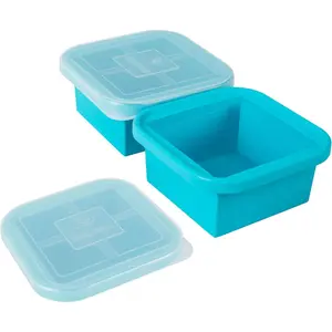Freezing Tray with Lid - 2-Cup 2 Pack Freezer Containers,Make 1  Freezing,Storing Soups, Foods, Stews, Dips or Sauces Simple and Convenient Color Aqua