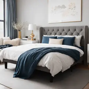 MUTICOR Upholstered Bed Frame with Tufted Wingback Headboard，【Frame Only No Mattress】 Modern Platform Bed with Wooden Slats Support -Non-Slip and Noise-Free，Full/King/Queen Bed Frame #TikTokShopBlackFriday #ChristmasGifts