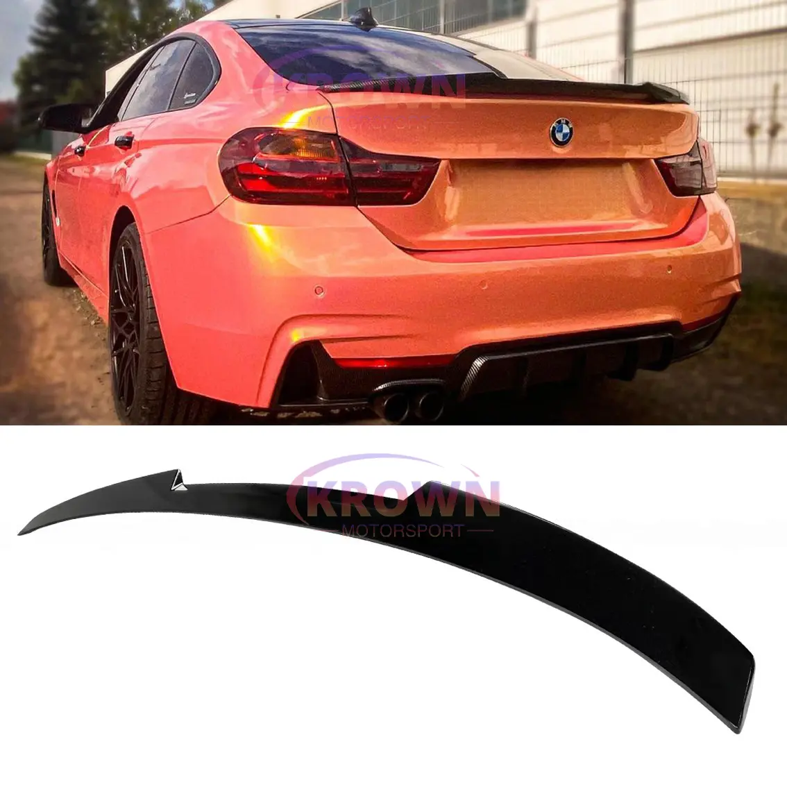FITS 2014-2020 BMW F36 4 SERIES 4DR GRAND COUPE GLOSSY BLACK M4 STYLE TRUNK SPOILER WING LID