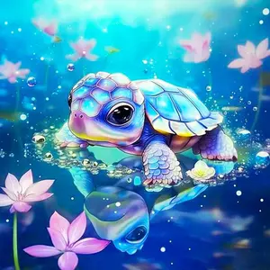 Turtle Pattern DIY Diamond Arts Colorful Painting Kit without Frame, DIY 5D Diamond Arts Colorful Painting for Bedroom Home Wall Decor