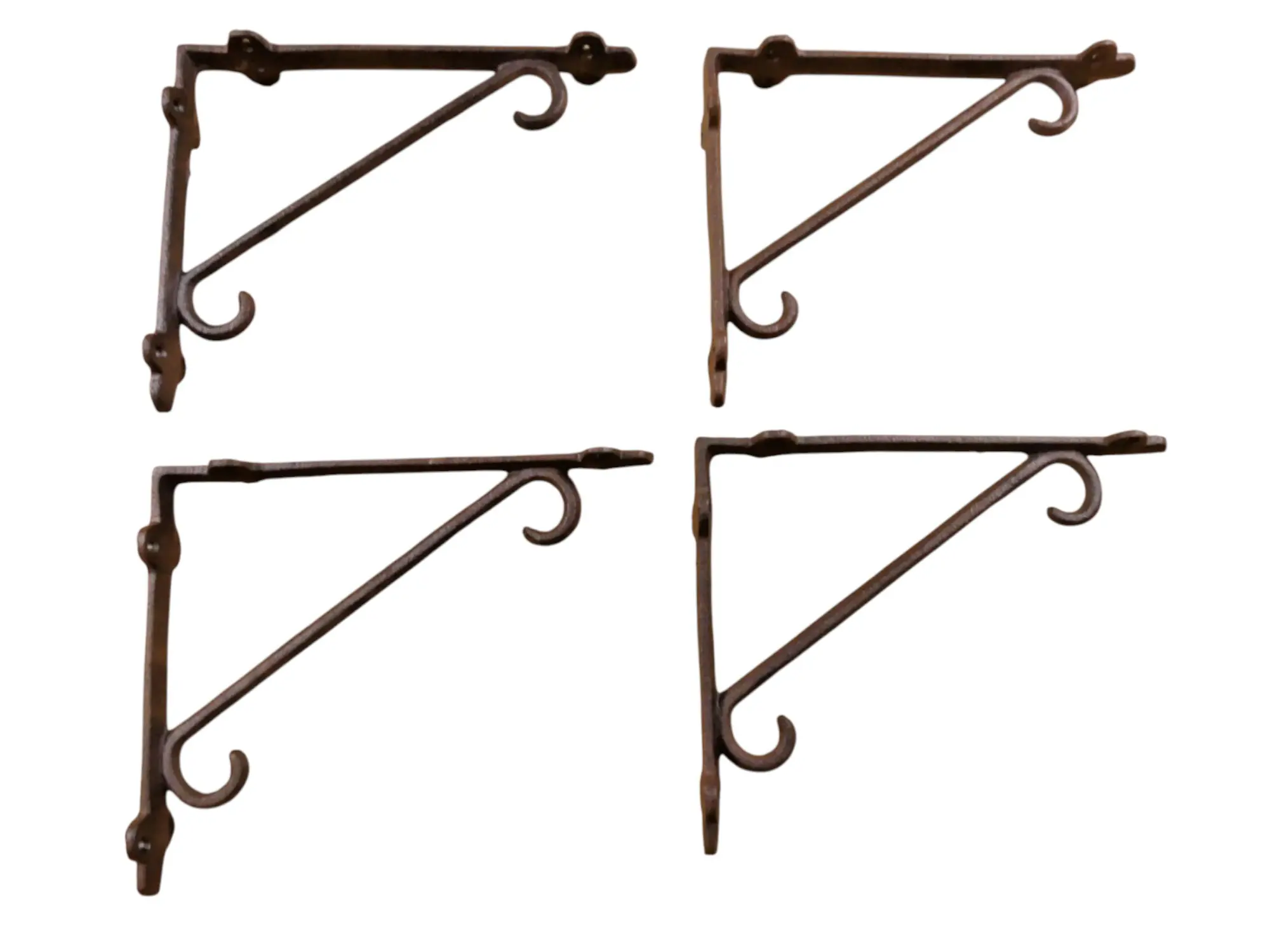4 PCS Cast Iron Shelf Brackets Corner Brace Corbels Plant Hooks Large Rustic Style for Home Decor