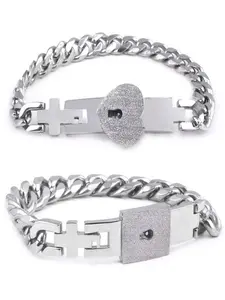 Fashion Heart Design Bracelet, Stainless Steel Jewelry for Women & Men, Trendy All-match & Exquisite Jewelry for Birthday Gift