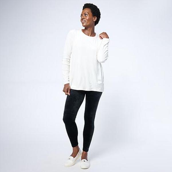 Comfort Code Velour Knit Foil Trim Tunic and Legging Set