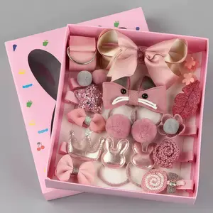 18pc Fluffy Rabbit Ear Hair Accessories Set - Non-Slip Flat Claw Alligator Hairpins with Safe Covers, Cute Toddler Barrettes Hair Clips, Ideal Gifts