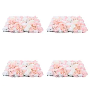 4 Pcs 23.62x15.74 inch 3D Lifelike Flower Wall Fake Flowers Wall Backdrop Artificial Silk Flower Wall Panel for Wedding Photography Venue