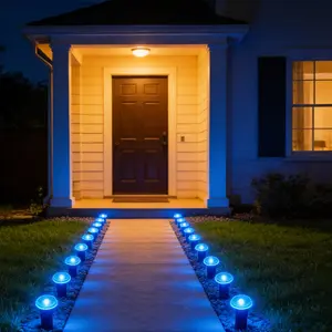 Outdoor string lights, suitable for steps, landscape decorative lights, paths, 30 lamp holders, solar buried step lights IP44 waterproof street lights, outdoor garden lights, gardens and lawns