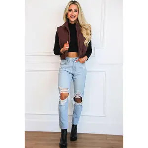 Denver Puffer Vest: Chocolate Maroon