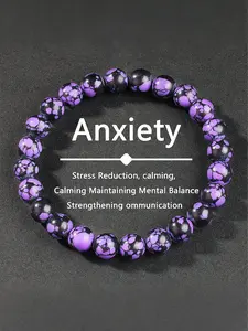 Crystal Bracelet for Anxiety Relief & Stress Reduction, Natural Healing Gemstone Jewelry for Men Women Spiritual Gift