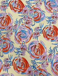Pastel Sunday Floral Print Rayon Crepe Fabric - 1.25 yds