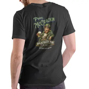 PHIL MCCRACKIN BACK ALLEY PUB Funny St Patricks day T Shirt, Unisex Cotton