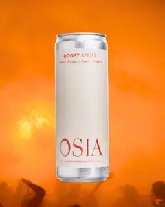 OSIA Boost Spritz - Caffeine-free Citrus Energy Drink with Blood Orange, Lime & Ginger - Rhodiola & Ginseng for Natural Uplift