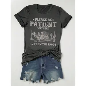 Plus Size Simple Printed Round Neck Short Sleeve T-Shirt Women's Summer Pattern Top