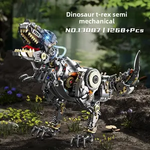 Mecha Rampage T-Rex Building Blocks - Advanced Poseable Dinosaur Assembly Toy | Educational & Perfect Birthday Gift for Boys, Dinosaur Enthusiasts & Collectors