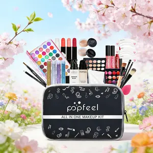 Newbie-Friendly Popfeel All-In-One Makeup Base Set, From Foundation to Eye Lip, Step-By-Step Beauty Routine, Essential Cosmetic Kit