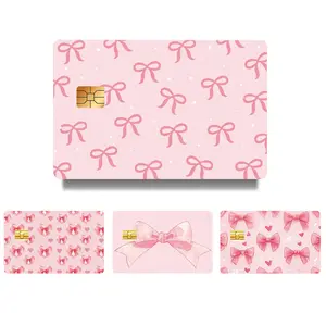 Bowknot Pattern Credit Card Skin Sticker, Ultra-thin Waterproof Scratch Resistant Card Art Stickers, DIY Decal Film, Personalized Bank Card Decorative Sticker, Customized Sticker, Adhesive Vinyl Decal, Waterproof Durable Sticker