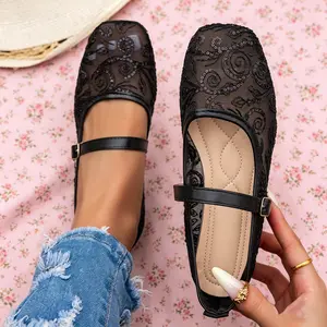Women Plus Size Square Toe Flat Moccasins, Summer Casual Slip-On Loafers, Comfort Daily Walking Mom Casual Wide Width Shoes