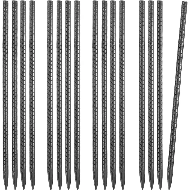 VEVOR Rebar Stakes, 16-Inch, Heavy-Duty 0.45 in Diameter, Straight Galvanized Steel Ground Anchors with Chisel Point End & Rust-Resistant Coating, for Gardening Support, Fence, Camping Tents (16-Pack)