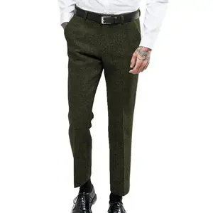 Men's Vintage Herringbone Wool-Blend Dress Pants: Elevate Formal & Smart-Casual Styles for Business, Weddings & Daily Polished Looks