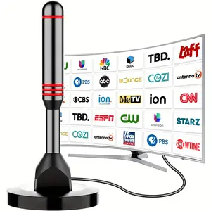 Indoor digital TV antenna, suitable for smart TVs, 360° omnidirectional long-distance reception, with powerful magnetic base, supports local channels, suitable for users without cable TV, easy to install.