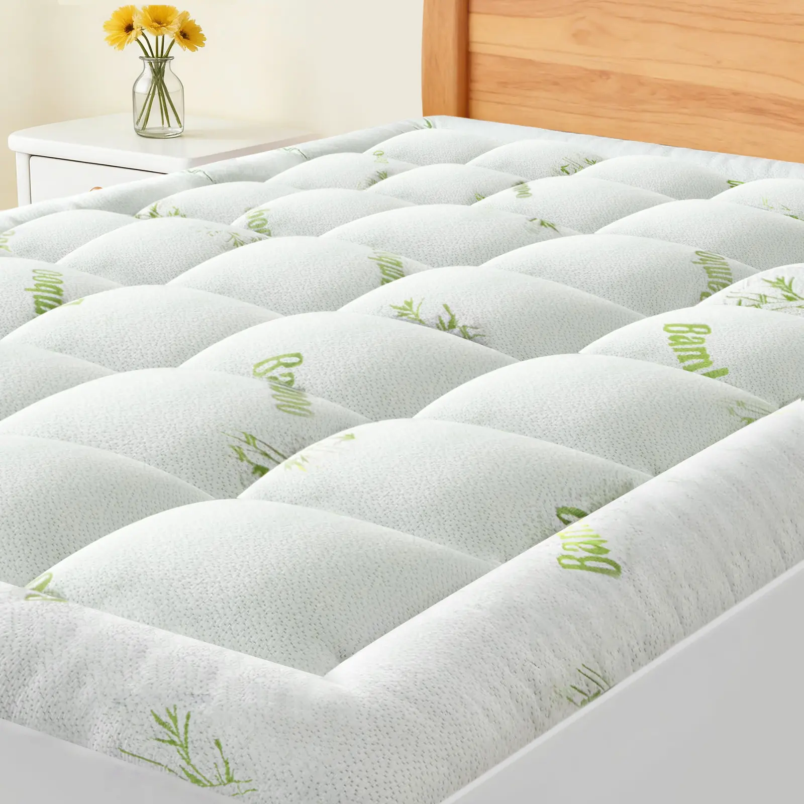 Ultra Soft & Breathable 400G Bamboo Fiber Mattress Topper, Cooling Mattress Pad for Back, Side & Stomach Sleepers Ultra Soft & Breathable 400G Bamboo Fiber Mattress Topper, Cooling Mattress Pad for Back, Side & Stomach Sleepers