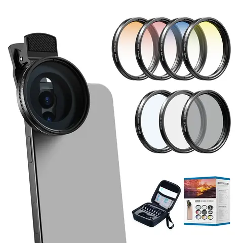 Apexel Filter Lens Kit - Smartphone Lens Attachment, Camera Filters, ND32 Brightness, Quick Swap for Phones & Cameras