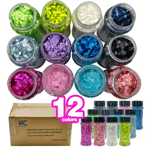 Chunky Glitter 12Colors Fluorescence Matte Chunky Glitter for Crafts, Craft Glitter for Resin Nail Art, DIY Crafts, Bulk Face Glitter for Festival Makeup