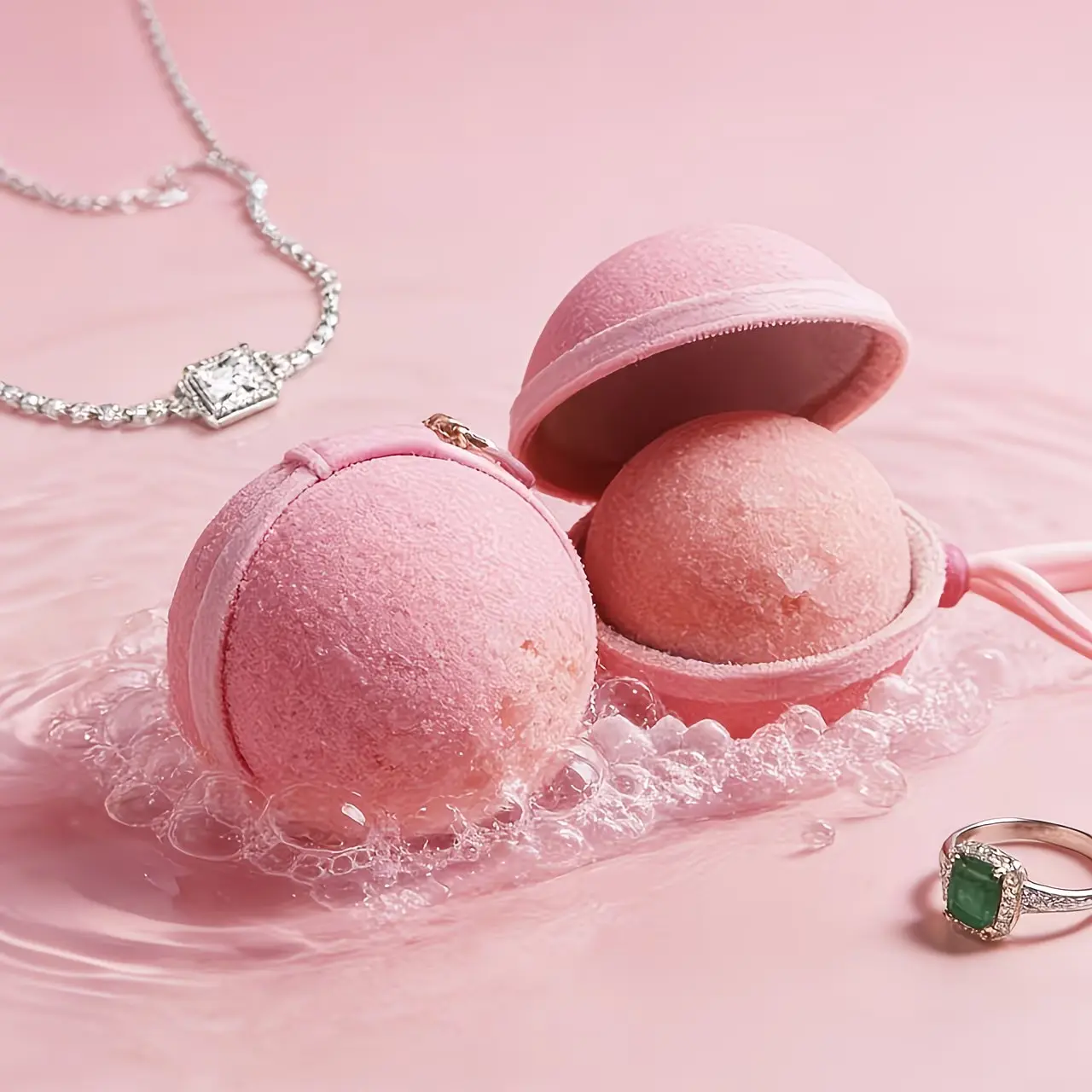 Unisex Plain Costume Jewelry Sets Bath Bomb Gift Set - Gentle Daily Body Care Cosmetic, Fragrant Scented Bath Salt Balls, Relaxing Home Spa Accessory