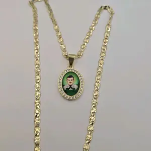 JESUS MALVERDE regular style chain gold-plated 18"inches shorter clear stones pendant jewelry Heart perfect date