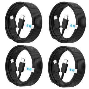 4-Pack 6ft Extra Long USB C to C Fast Charging Cable, Type C to Type C Cord for Samsung Galaxy S25,S24 S23 S22 S21, Z Fold 3/4/5,Tablet, iPhone 16,16 Plus,16 Pro,16 Pro Max,15 -Black