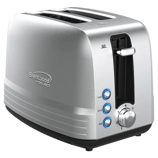 Brentwood Appliances 850W Extra-Wide Slot 2-Slice Stainless Steel Toaster