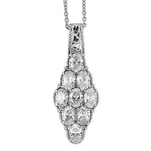 Cubic Zirconia Pendant Necklace in Stainless Steel 20 Inches