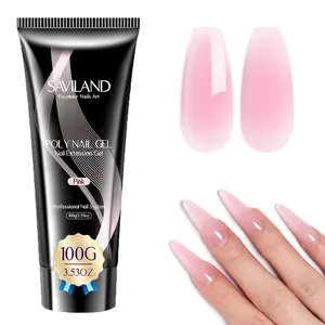 SAVILAND Pink Poly Nail Gel 100g Nail Extension Poly Hard Gels Natural Nail Builder Enhancement for Beginner Starter DIY at Home
