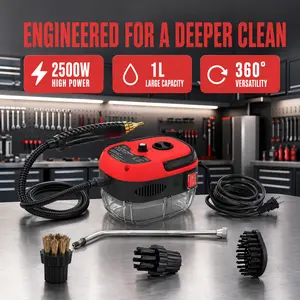 Powerful 2500W Handheld Steam Cleaner, 6-Level Pressure Control, Quick-Heat Technology, Includes 4 Accessories, Perfect for Grout, Car Interiors, Stubborn Dirt & Grease Removal